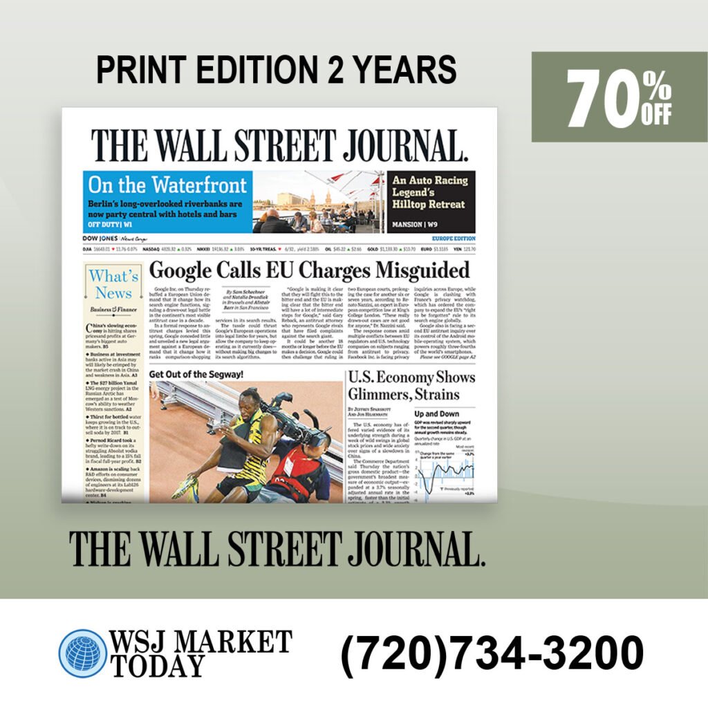 WSJ Print Edition Subscription for 2 Years with a 70 Discount