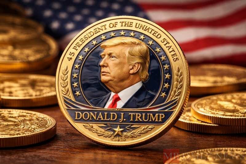 Commemorative coin featuring President Trump