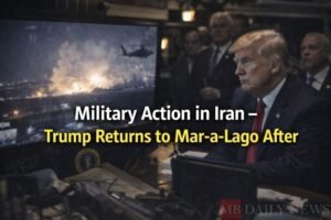 President Trump Returns To Mar-A-Lago Following Military Action In Iran