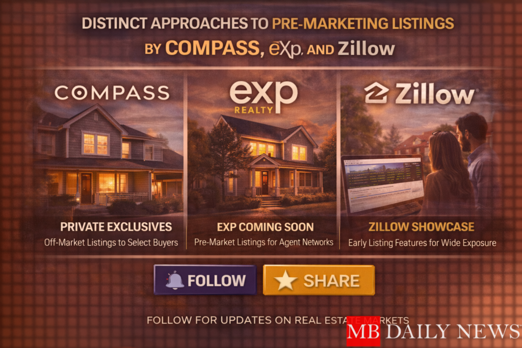 Distinct Approaches to Pre-Marketing Listings by Compass, eXp, and Zillow